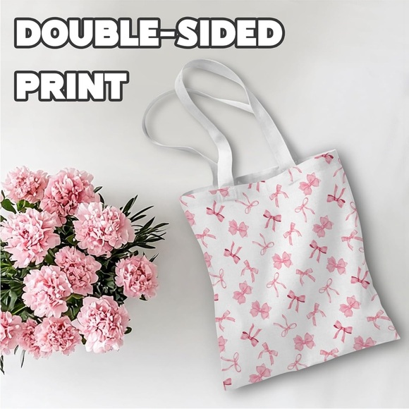 🎀Pink Bow Patterned Tote Bag - Picture 4 of 5